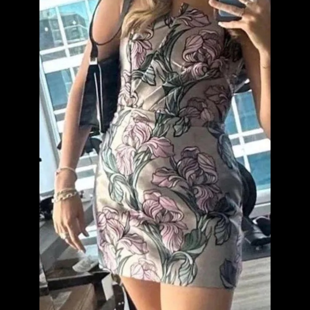 Elliatt Pink and Green Floral Mini Dress